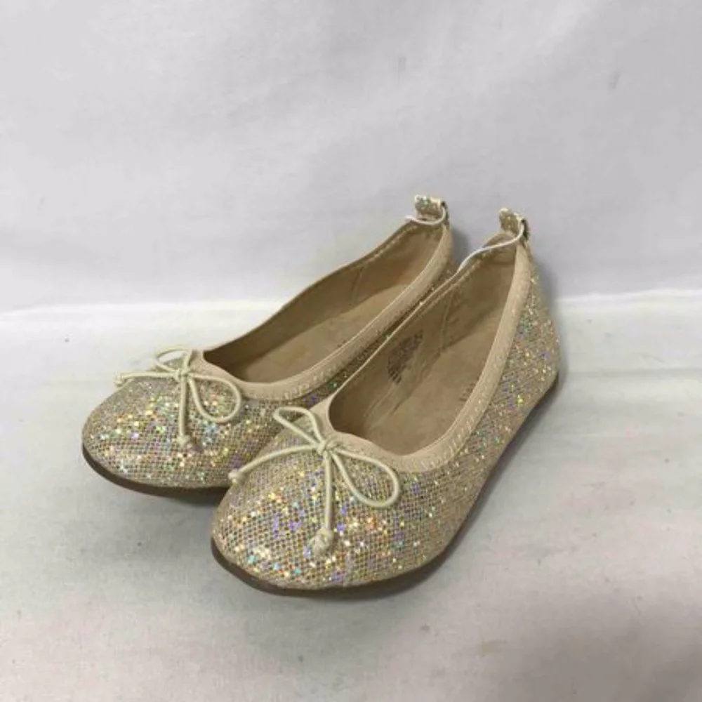 Kenneth Cole Reaction Flats Ballet Style Slippers Sequin Faux Leather Girl Sz 11